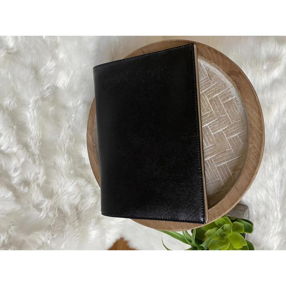 Halogen Black Leather Wallet with Card Slots and ID Window